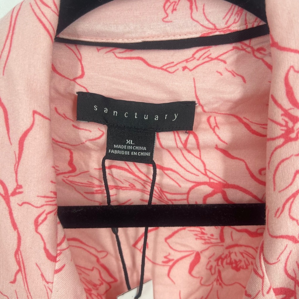 Sanctuary Womens Pink Floral Pajama Set Short Sleeve Top Long Pants NWT XL - Picture 12 of 15